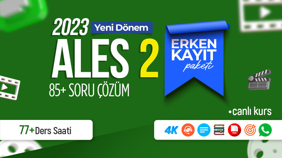 2023 - ALES/2 Ağustos Dönemi - 85 Plus Soru Çözüm Paketi
