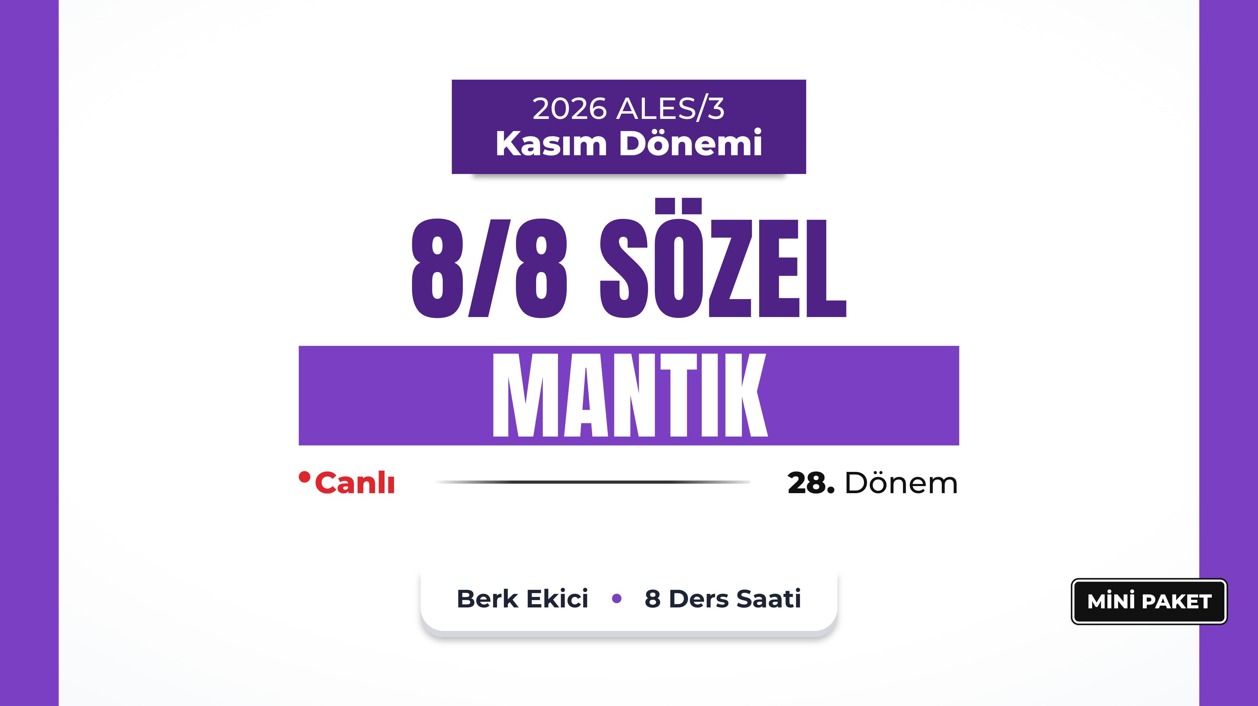 2026 - ALES/3 Kasım Dönemi - 8/8 Sözel Mantık