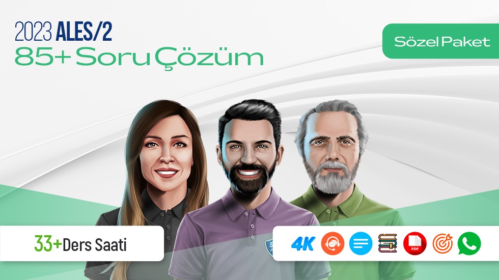 2023 - ALES/2 Ağustos Dönemi - 85 Plus Sözel Soru Çözüm Paketi