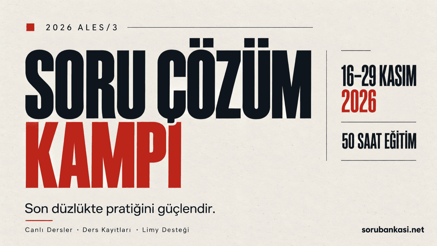 2026 - ALES/3 Kasım Dönemi - Soru Çözüm Kampı