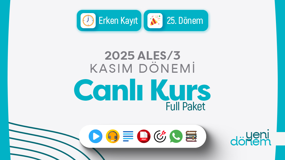 ERKEN KAYIT - 2025 - ALES/3 Kasım Dönemi - Canlı Kurs