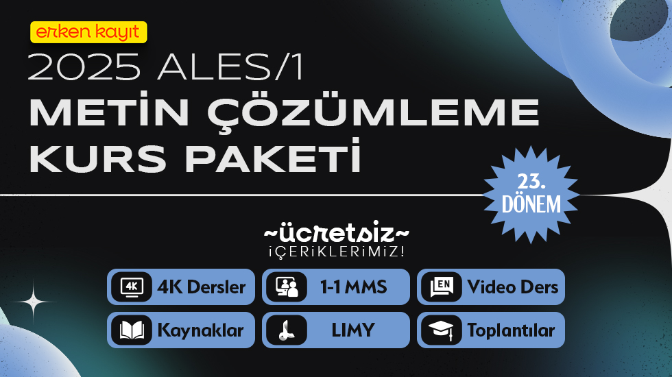 2025 - ALES/1 Nisan Dönemi - Metin Çözümleme