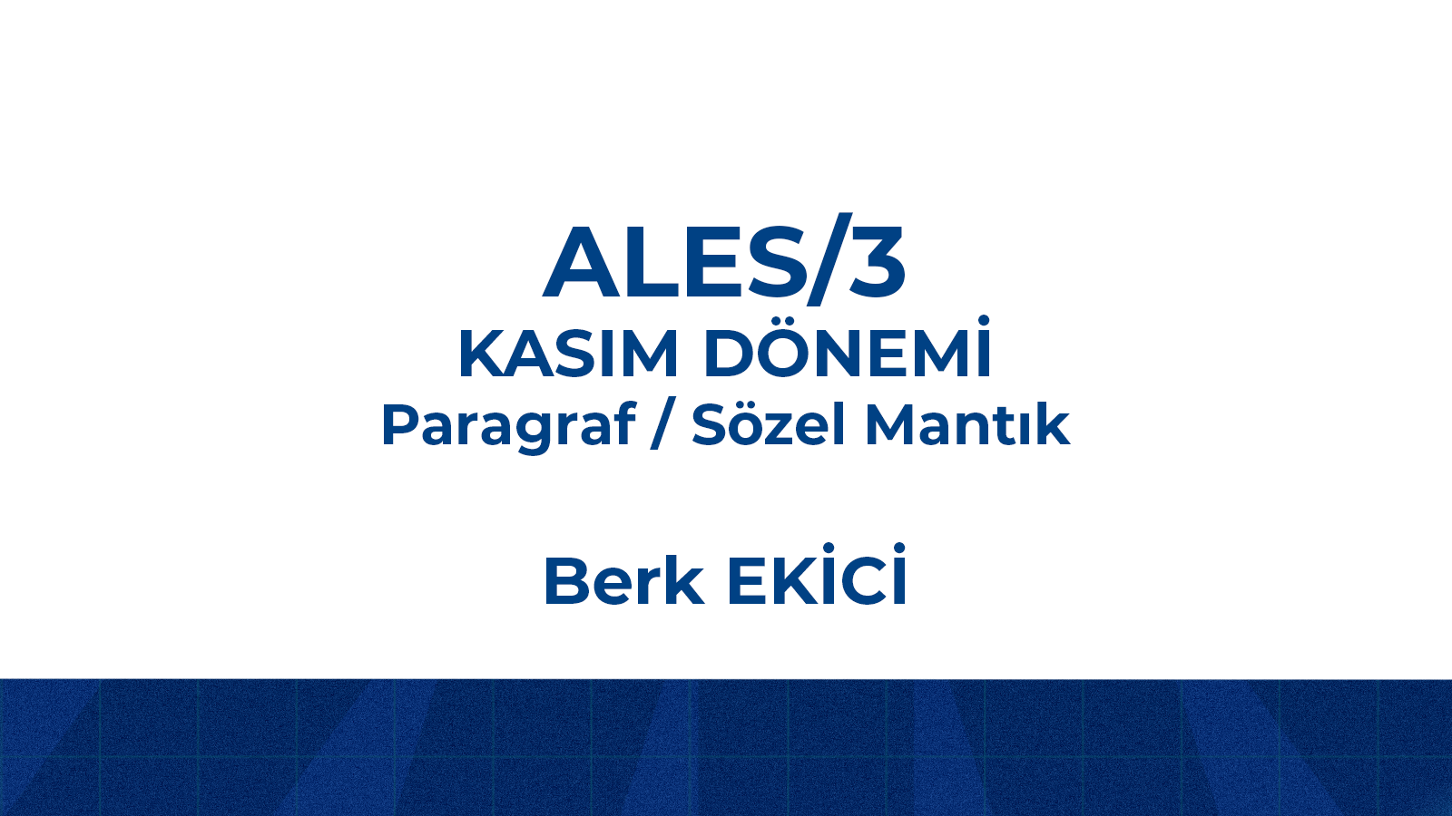 2025 - ALES/3 Kasım Dönemi - Soru Çözüm Kampı - Paragraf/Sözel Mantık